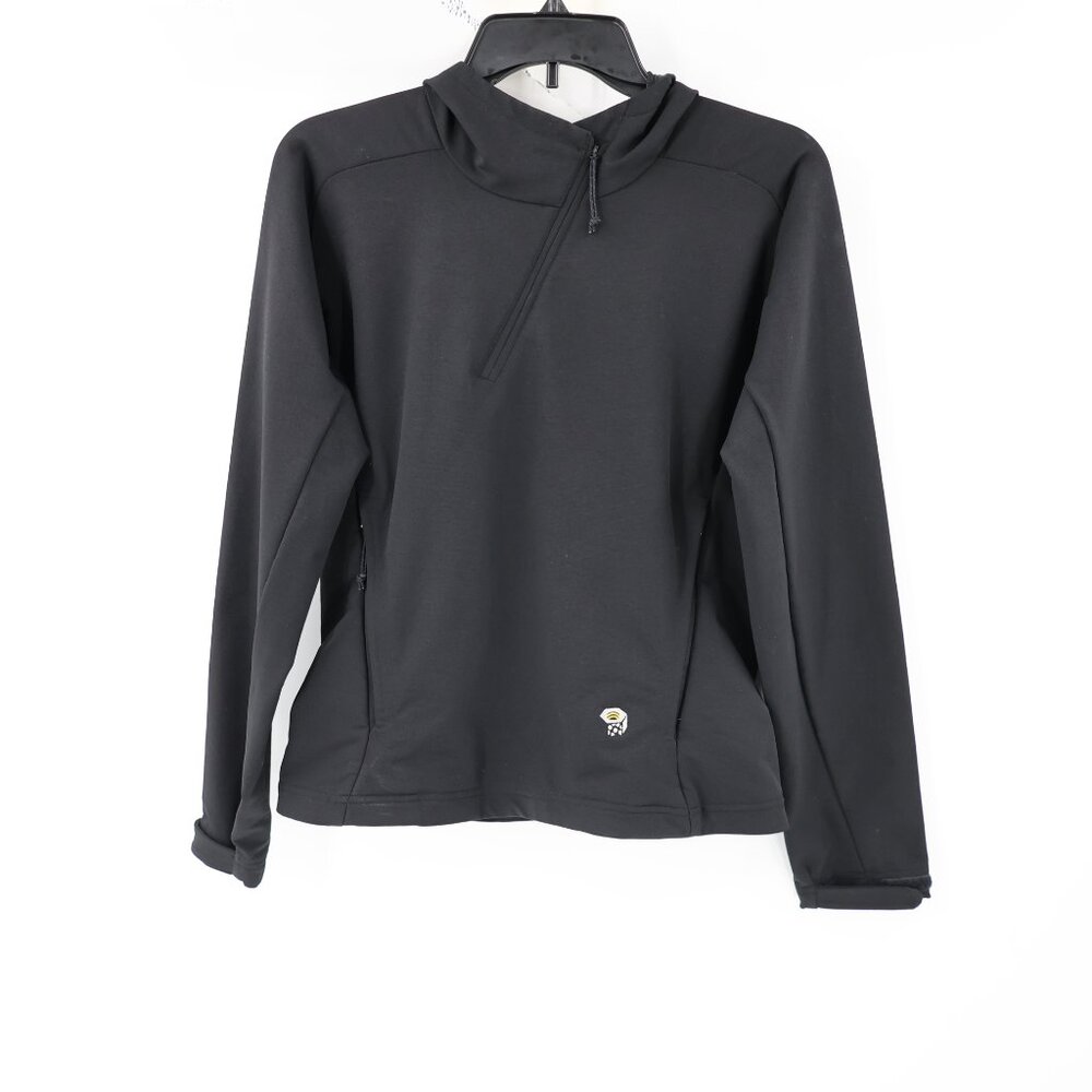 Mountain Hardwear hoodie Womens Small Black asymmetrical Zip Softshell outdoor